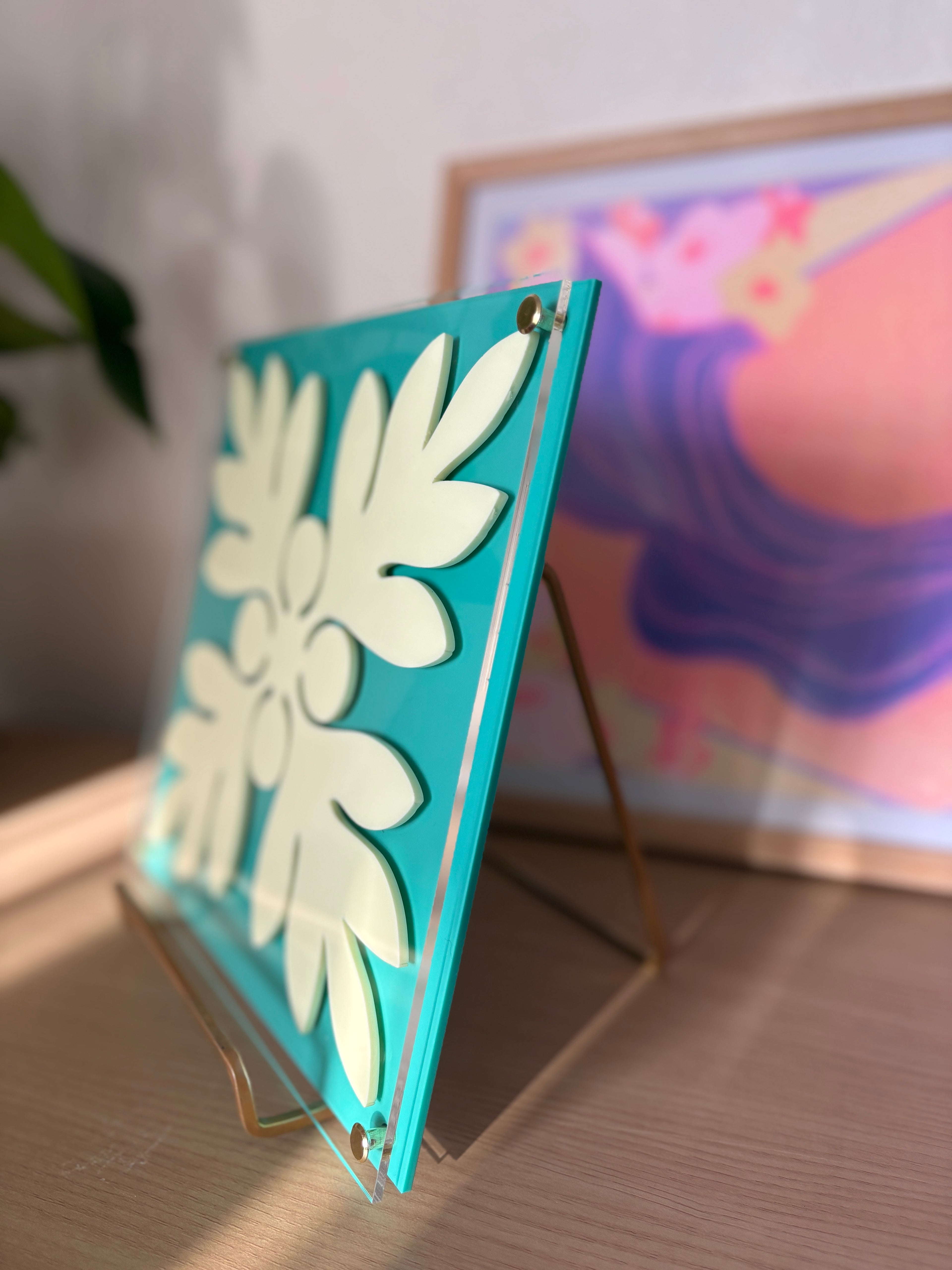 Pistachio on Teal Kuiki Wall Art (PREORDER)
