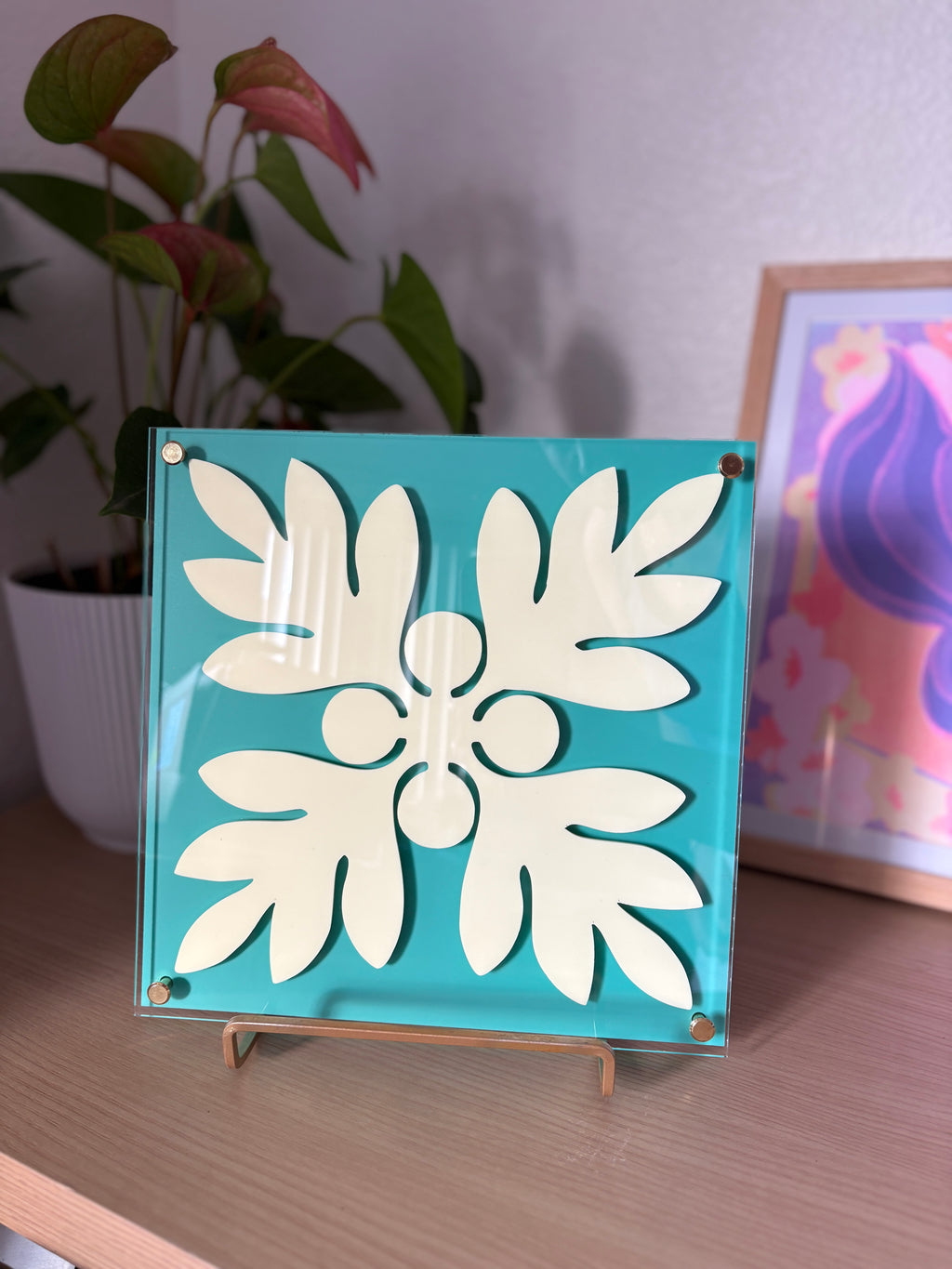 Pistachio on Teal Kuiki Wall Art (PREORDER)