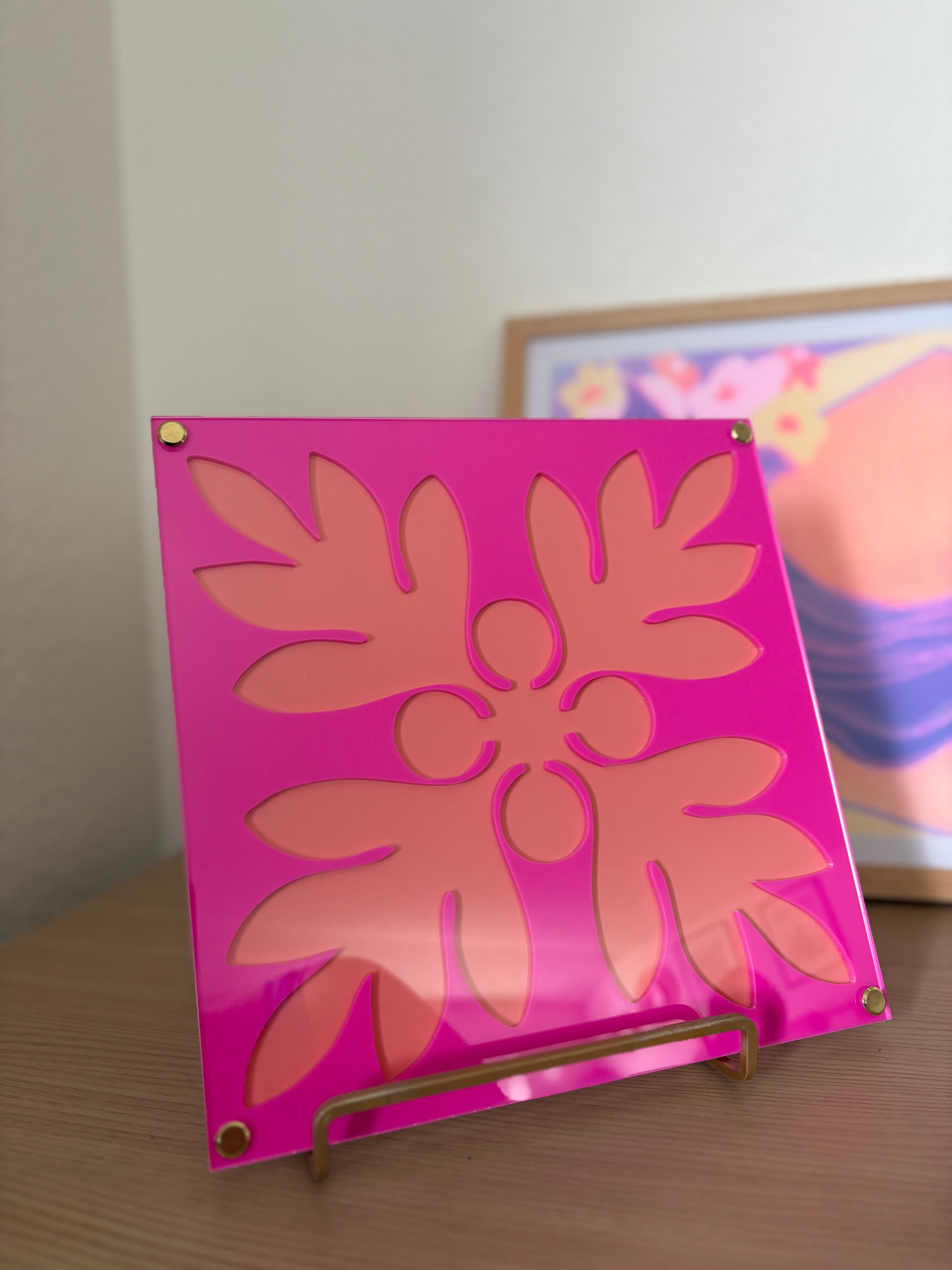 Pink on Orange Kuiki Wall Art (PREORDER)