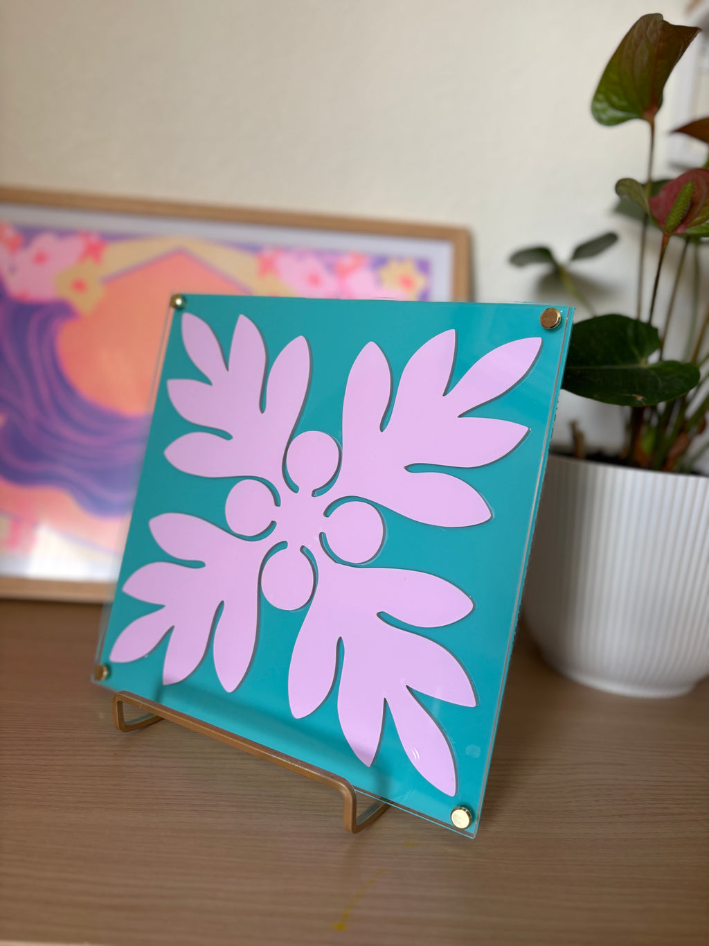 Purple on Teal Kuiki Wall Art (PREORDER)