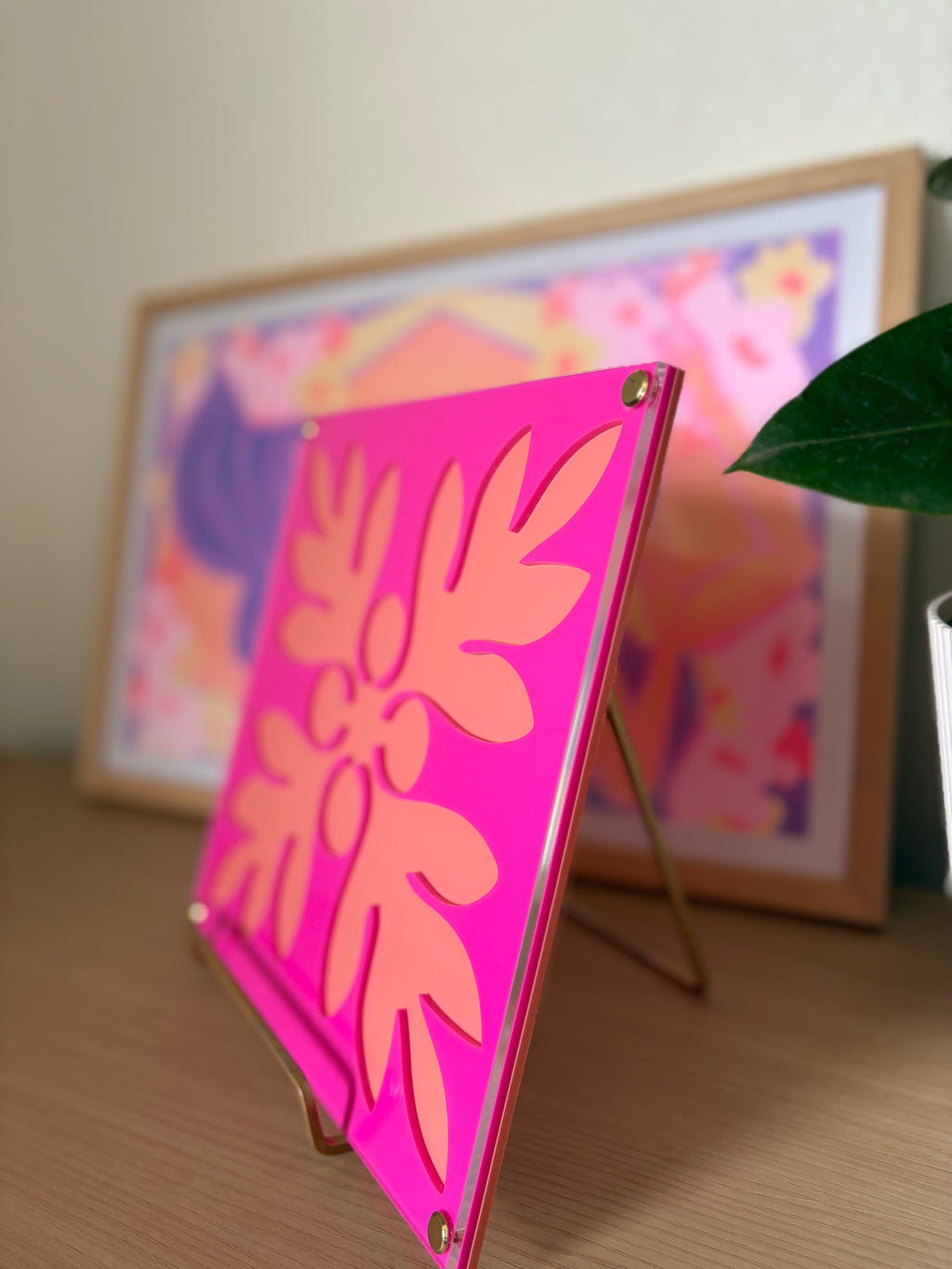Pink on Orange Kuiki Wall Art (PREORDER)