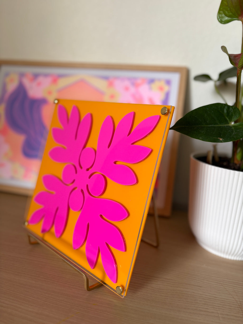 Pink on Orange Kuiki Wall Art (PREORDER)